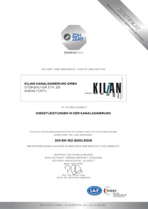 Scan des Zertifikats für die Norm DIN EN ISO 3001:2015